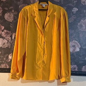 Mustard and Blue Vintage Long-Sleeve Button-Down Shirt
#vintage